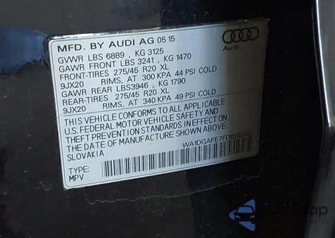 2015 Audi Q7 3.0T S Line Prestige from USA, damaged, VIN WA1DGAFE7FD028248